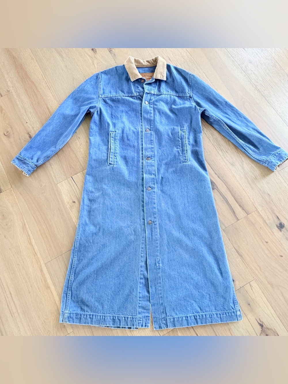 Vintage 80s Levi’s Long Denim Duster Long Coat Western Ranch Chore Jacket Ranch - Picture 7 of 15